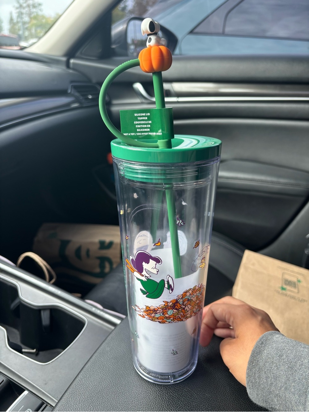 Starbucks Green and Orange Halloween Pumpkin Straw Tumbler